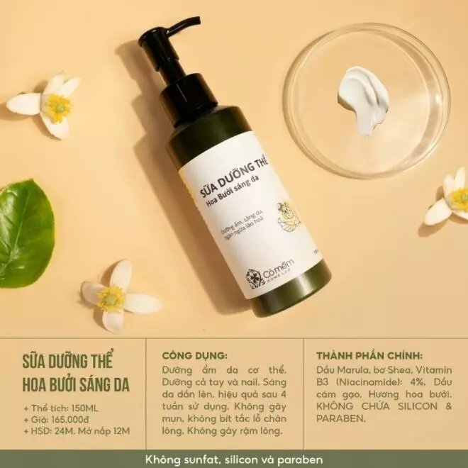 Combo Sữa tắm dưỡng thể Hoa bưởi - Sáng da sau 4 tuần