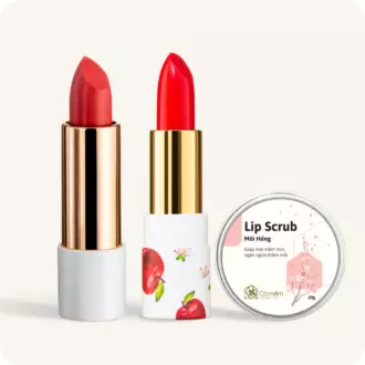 Combo Môi hồng (Son màu + Son dưỡng + Lip Scrub Môi Hồng)