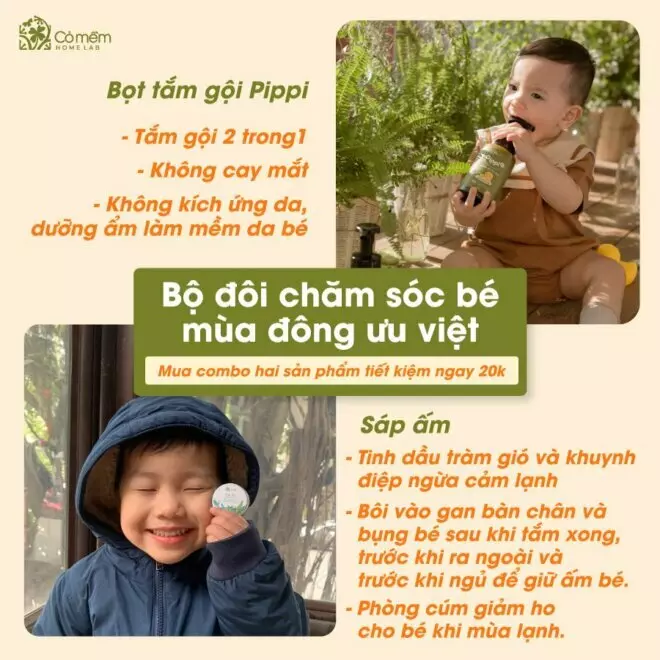 [SET QUÀ TẶNG] Bọt tắm Pippi + Sáp giữ ấm