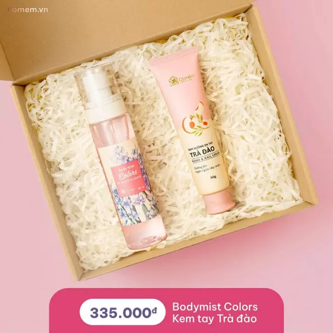 [SET QUÀ TẶNG] Kem Dưỡng Da Tay Trà Đào + Xịt Thơm Body Mist Colors 
