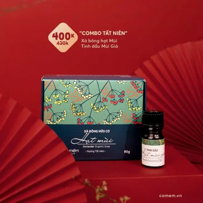 [SET QUÀ TẶNG] Combo Tất niên (Xà bông hạt mùi + tinh dầu hạt mùi)