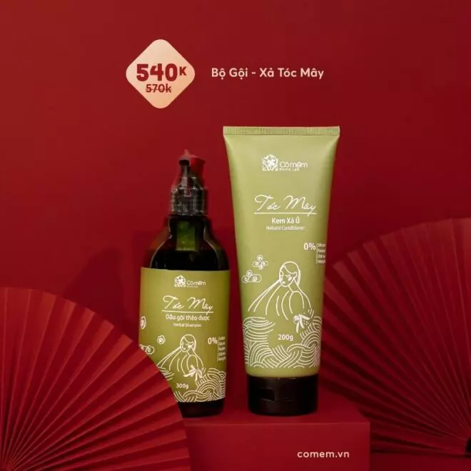[SET QUÀ TẶNG] Bộ sản phẩm Gội xả thảo dược Tóc Mây - Tóc khỏe từ gốc, giảm gãy rụng
