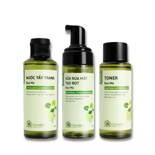 Combo 3 bước làm sạch chiết xuất Rau Má cho da dầu